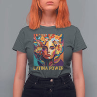 Latina Power T Shirt For Women Hispanic Heritage Month Women Flowers Geometric Painting - Wonder Print Shop