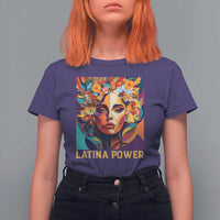 Latina Power T Shirt For Women Hispanic Heritage Month Women Flowers Geometric Painting - Wonder Print Shop