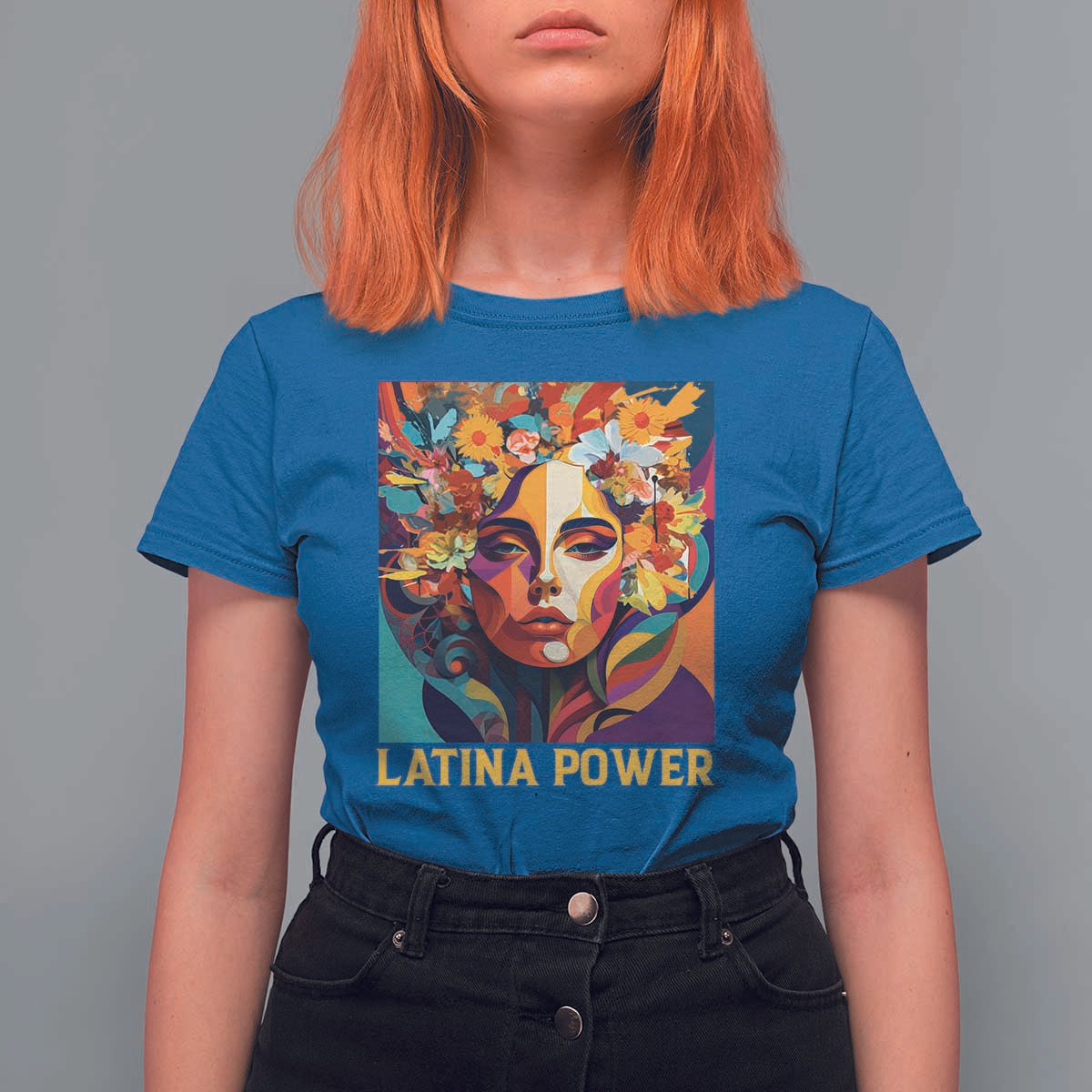 Latina Power T Shirt For Women Hispanic Heritage Month Women Flowers Geometric Painting - Wonder Print Shop