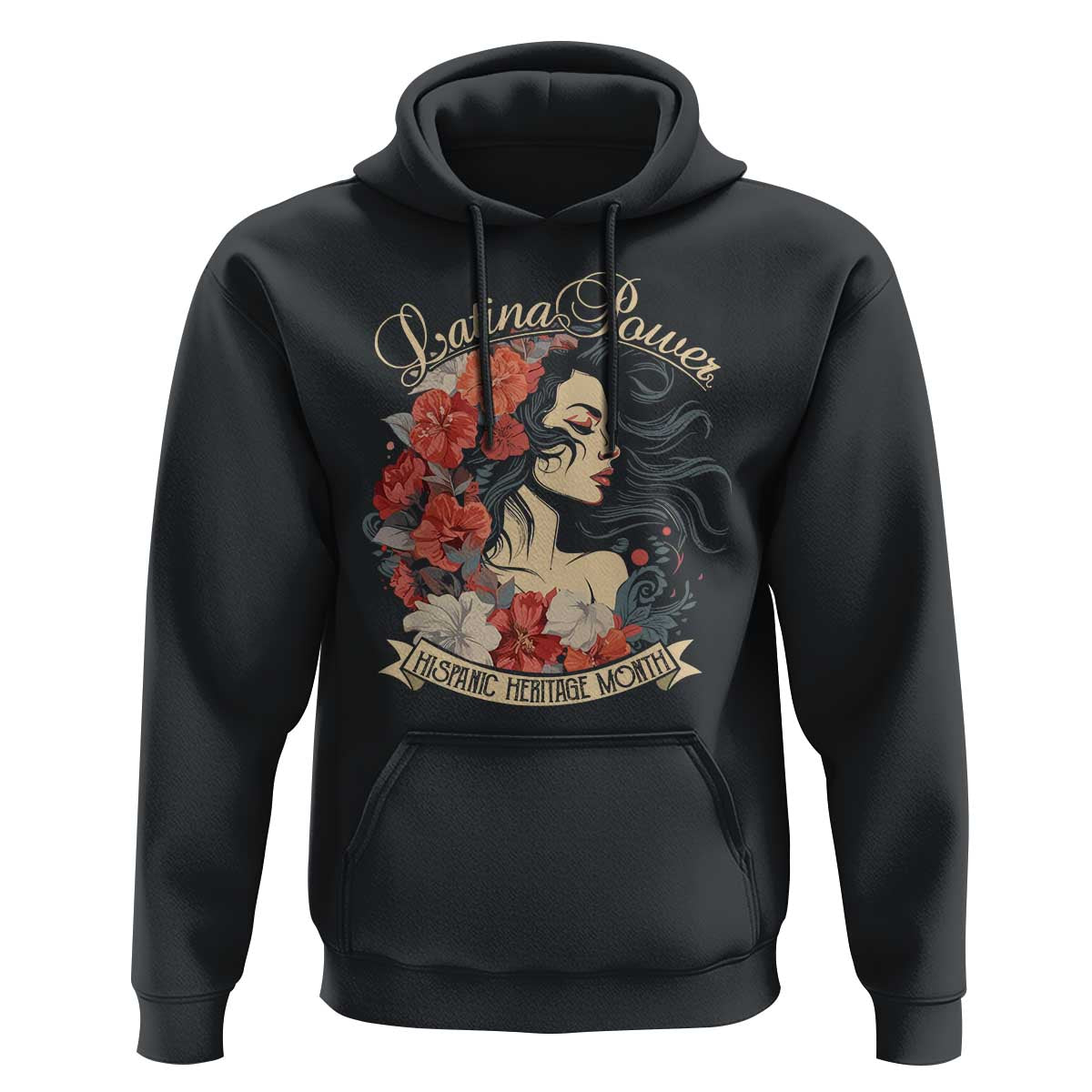 Latina Power Hoodie Hispanic Heritage Month Vintage Women Flowers - Wonder Print Shop