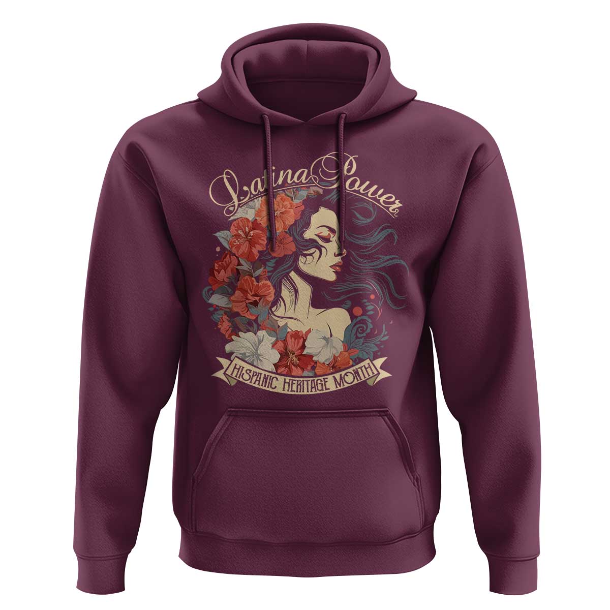 Latina Power Hoodie Hispanic Heritage Month Vintage Women Flowers - Wonder Print Shop