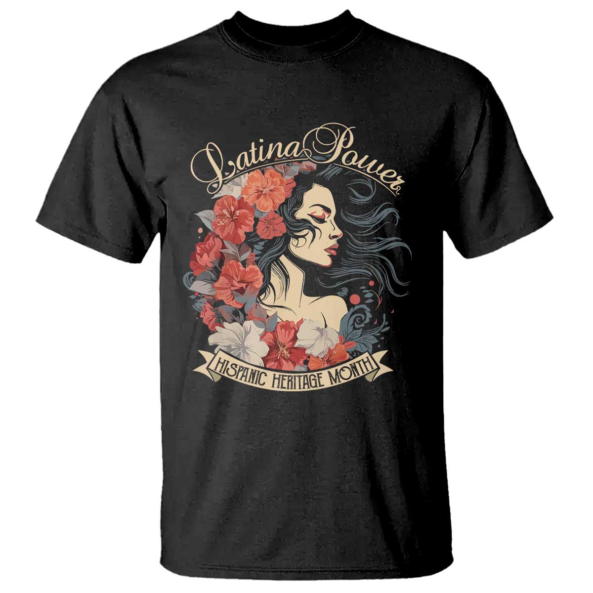Latina Power T Shirt Hispanic Heritage Month Vintage Women Flowers - Wonder Print Shop