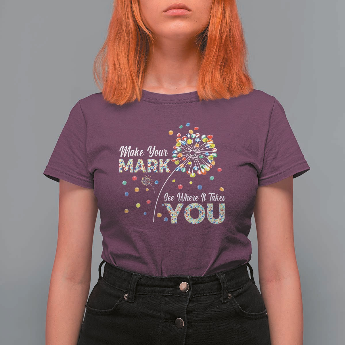 International Dot Day T Shirt For Women Make Your Mark See Where It Takes Dandelion Dot - Wonder Print Shop