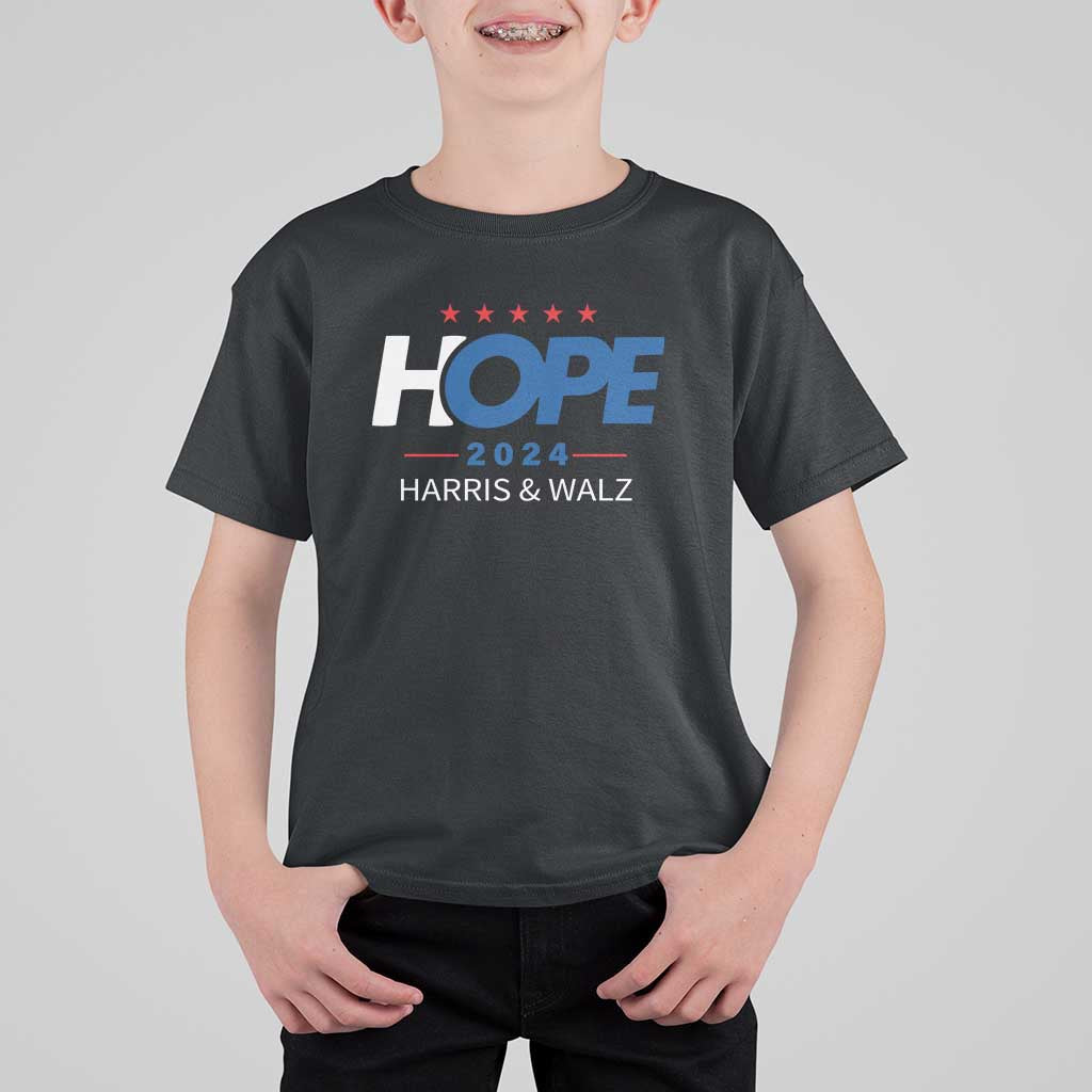 Harris Walz 2024 Supporter T Shirt For Kid Hope Ope Presidential Election Stars - Wonder Print Shop
