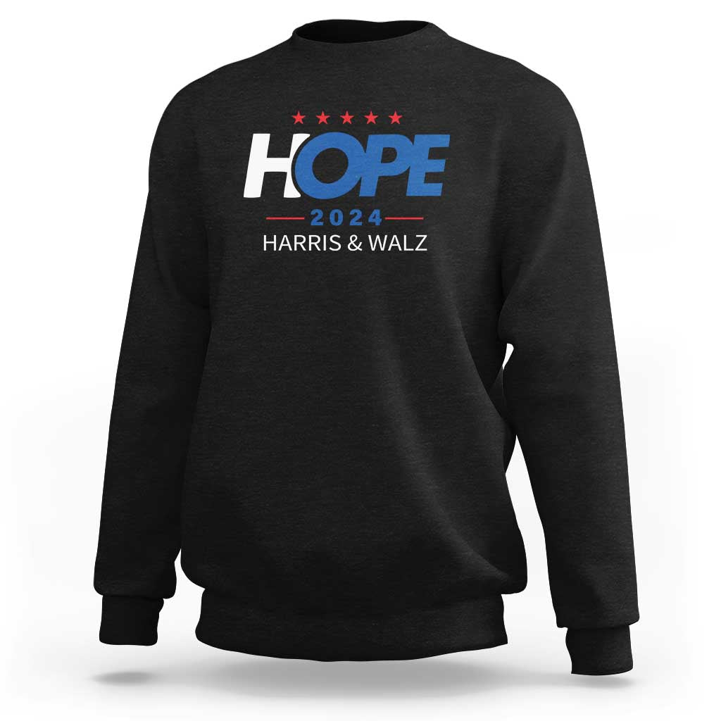 Harris Walz 2024 Supporter Sweatshirt Hope Ope Presidential Election Stars - Wonder Print Shop