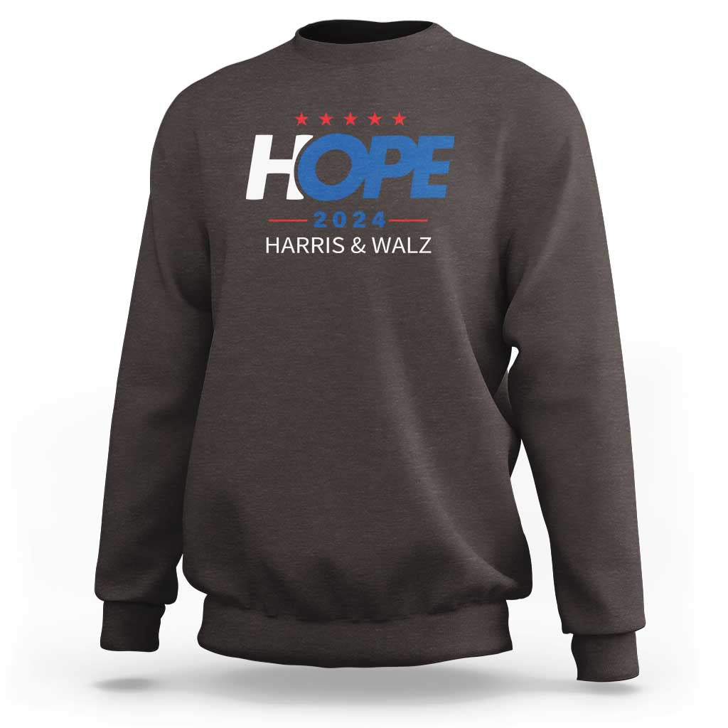 Harris Walz 2024 Supporter Sweatshirt Hope Ope Presidential Election Stars - Wonder Print Shop