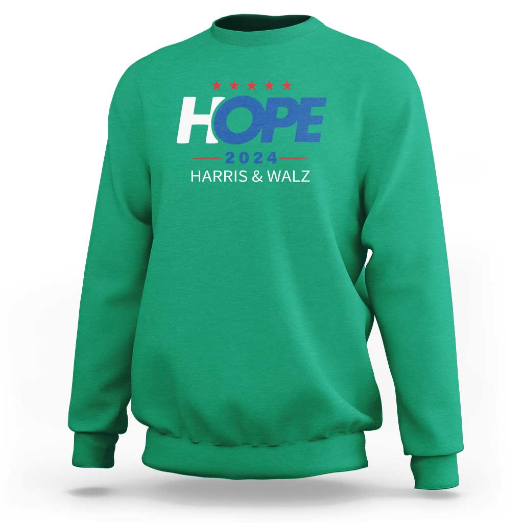 Harris Walz 2024 Supporter Sweatshirt Hope Ope Presidential Election Stars - Wonder Print Shop