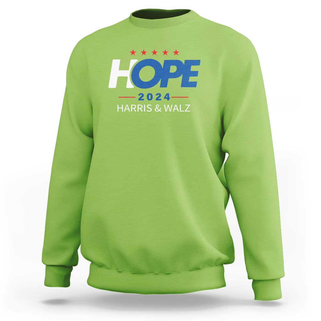 Harris Walz 2024 Supporter Sweatshirt Hope Ope Presidential Election Stars - Wonder Print Shop