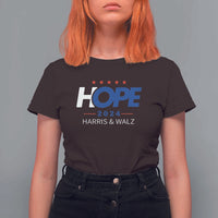 Harris Walz 2024 Supporter T Shirt For Women Hope Ope Presidential Election Stars - Wonder Print Shop