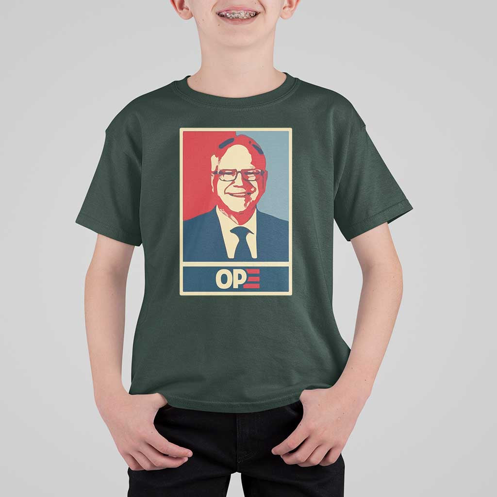Harris Walz 2024 T Shirt For Kid Ope Tim Presidential Election Portrait - Wonder Print Shop