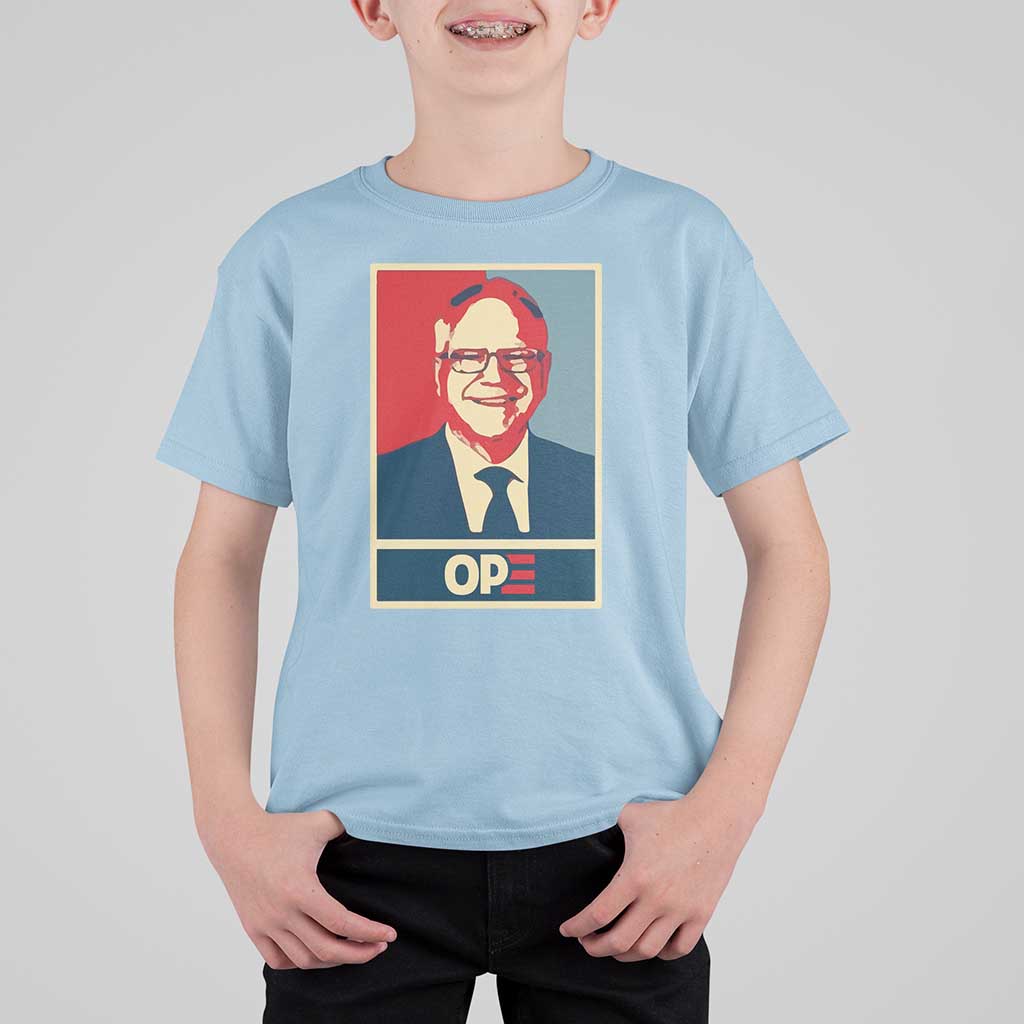 Harris Walz 2024 T Shirt For Kid Ope Tim Presidential Election Portrait - Wonder Print Shop
