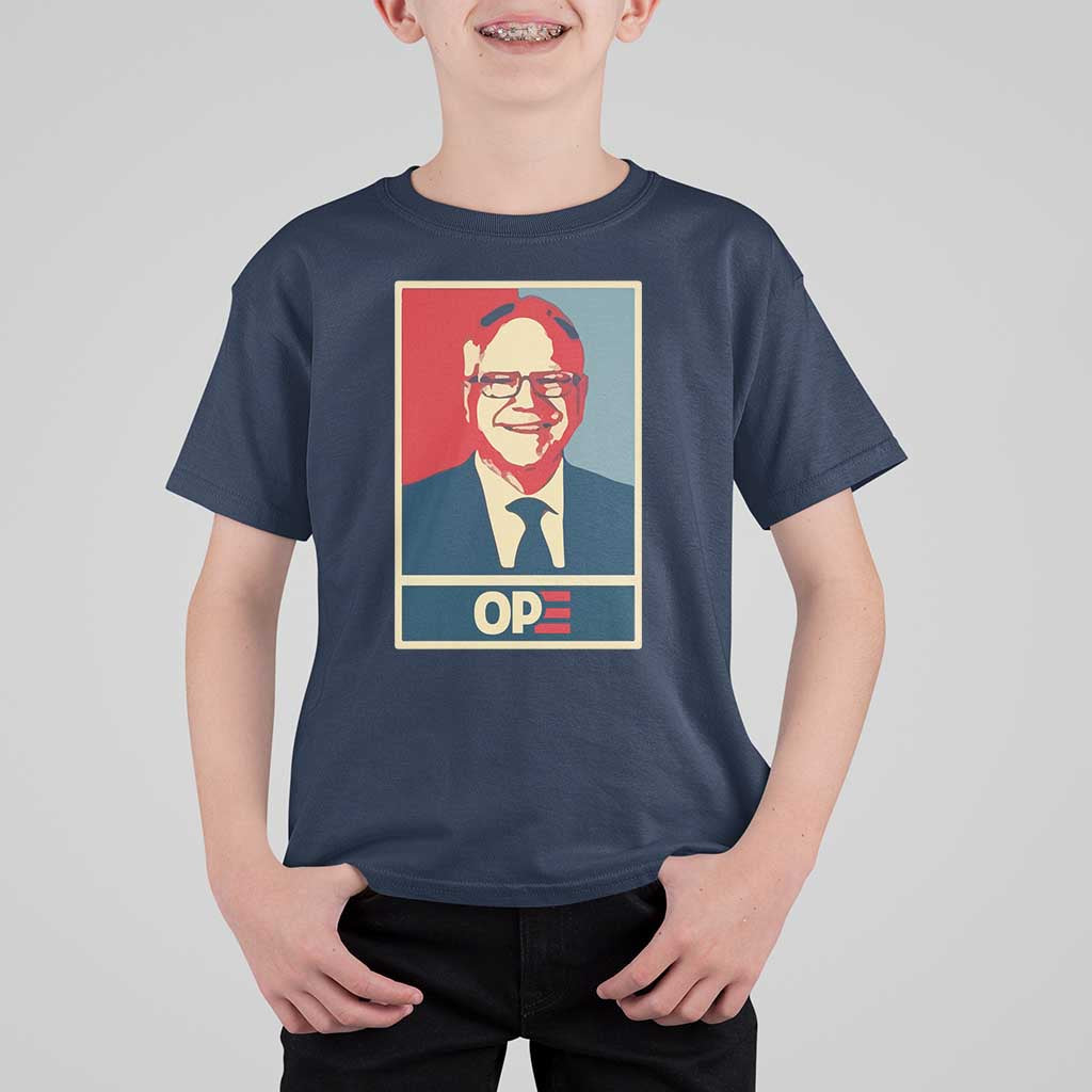 Harris Walz 2024 T Shirt For Kid Ope Tim Presidential Election Portrait - Wonder Print Shop