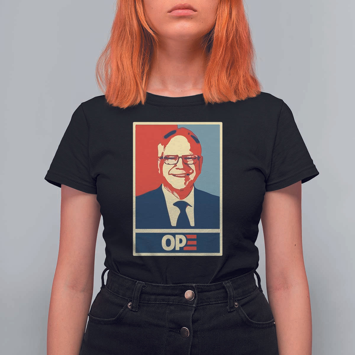 Harris Walz 2024 T Shirt For Women Ope Tim Presidential Election Portrait - Wonder Print Shop