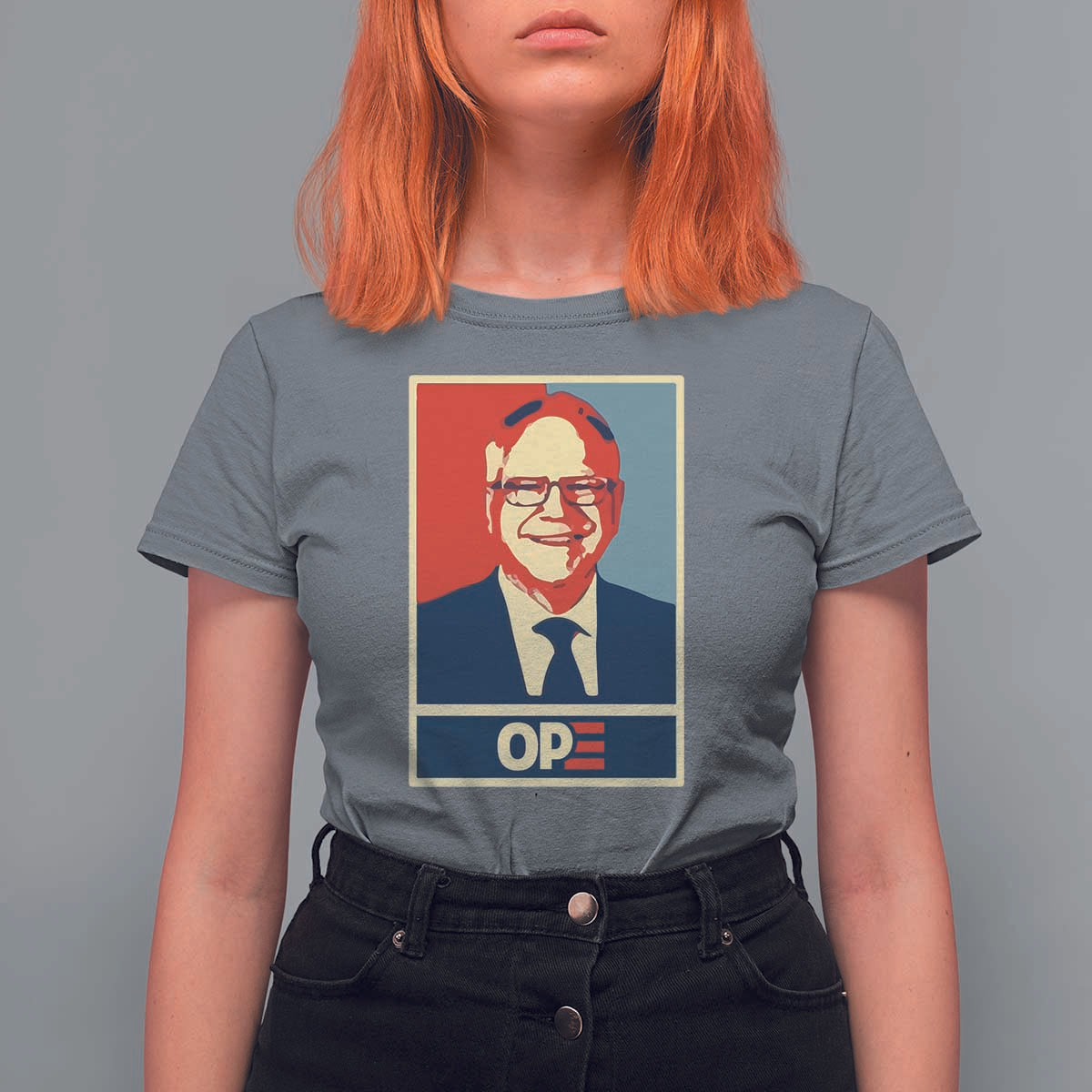 Harris Walz 2024 T Shirt For Women Ope Tim Presidential Election Portrait - Wonder Print Shop
