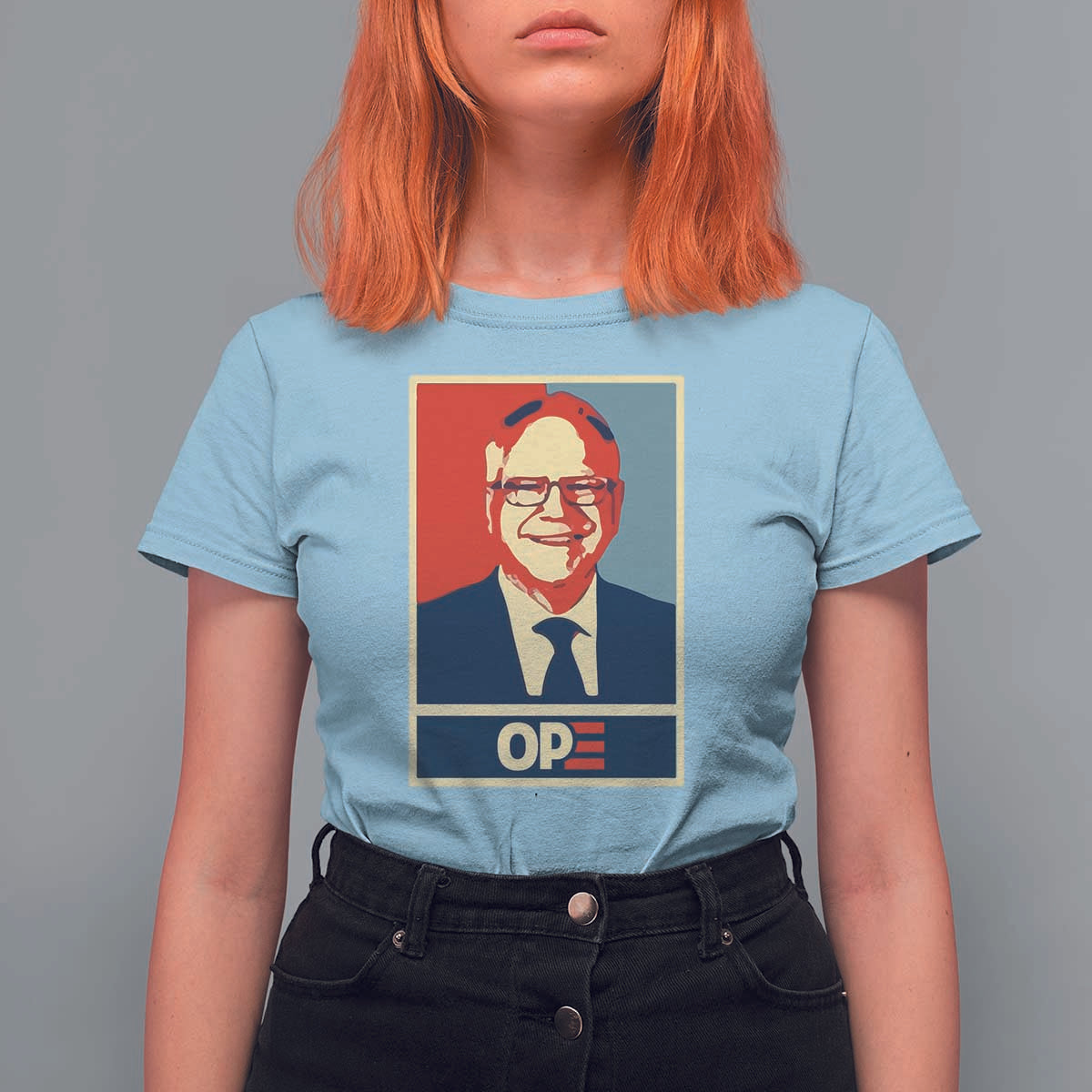 Harris Walz 2024 T Shirt For Women Ope Tim Presidential Election Portrait - Wonder Print Shop