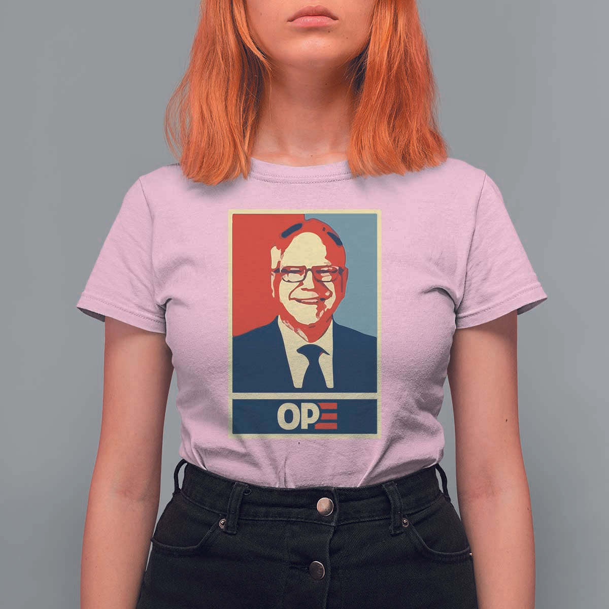Harris Walz 2024 T Shirt For Women Ope Tim Presidential Election Portrait - Wonder Print Shop