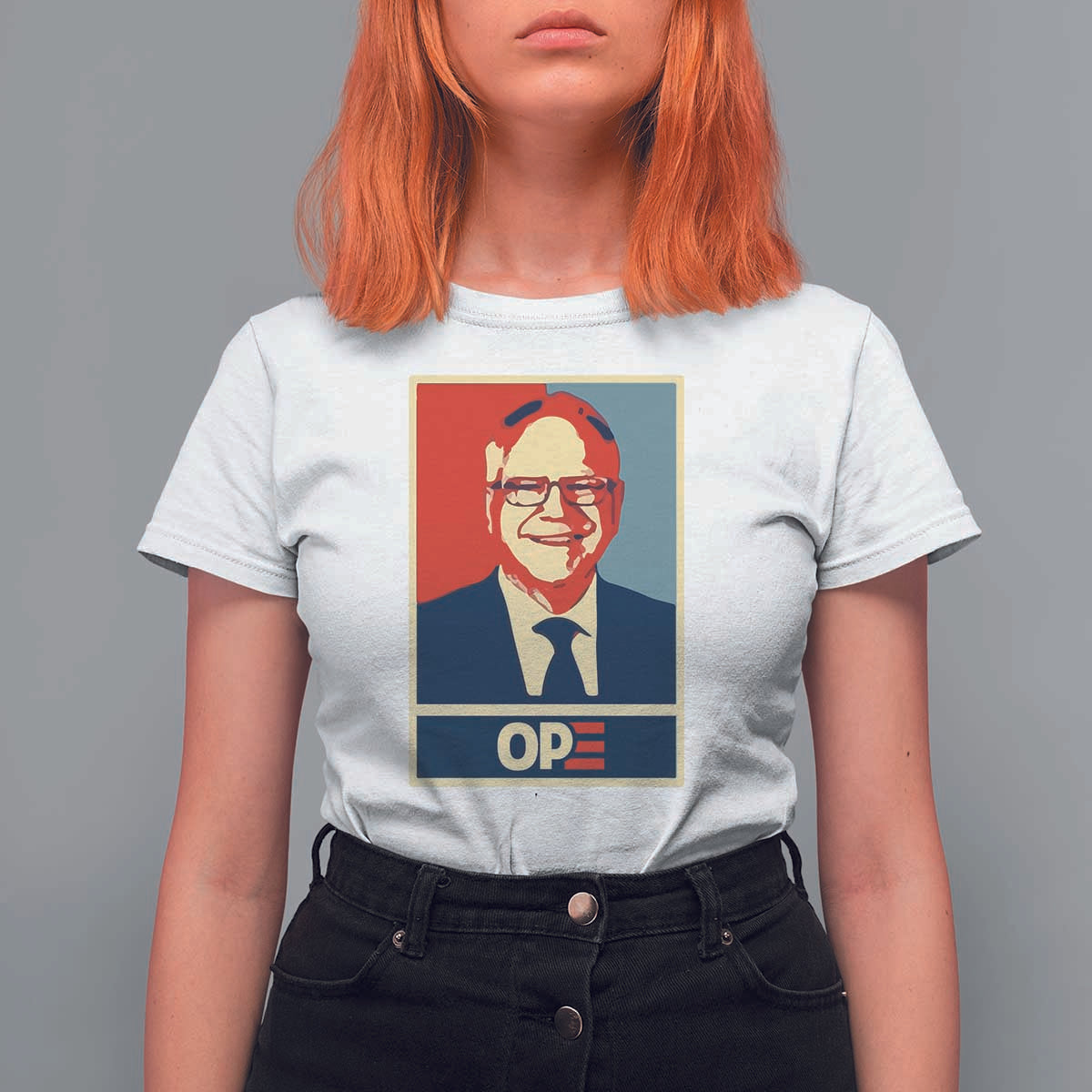 Harris Walz 2024 T Shirt For Women Ope Tim Presidential Election Portrait - Wonder Print Shop