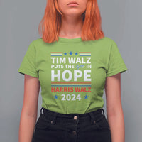 Harris Walz 2024 Supporter T Shirt For Women Tim Walz Puts The Ope In Hope Stars - Wonder Print Shop