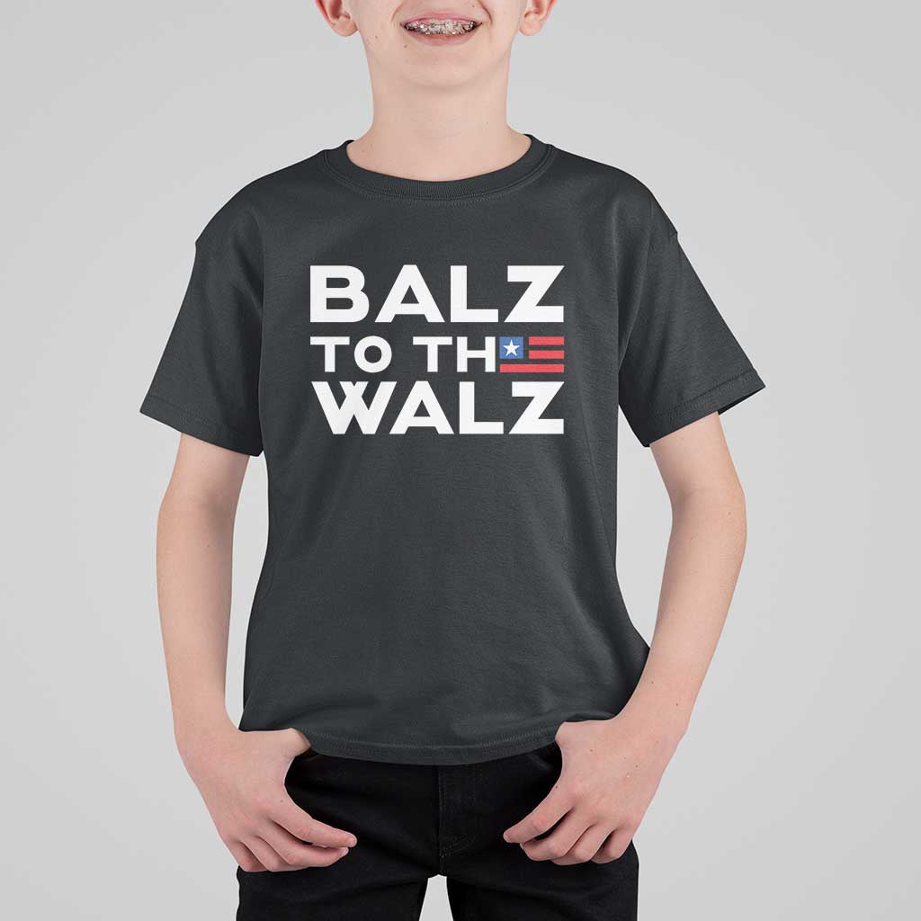 Funny Harris Walz Supporter T Shirt For Kid Balz To The Walz American Flag - Wonder Print Shop