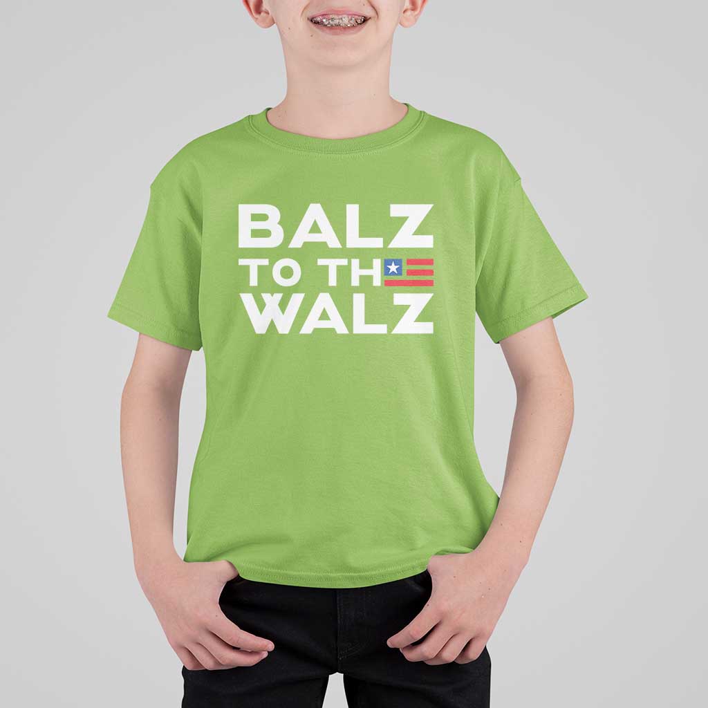Funny Harris Walz Supporter T Shirt For Kid Balz To The Walz American Flag - Wonder Print Shop