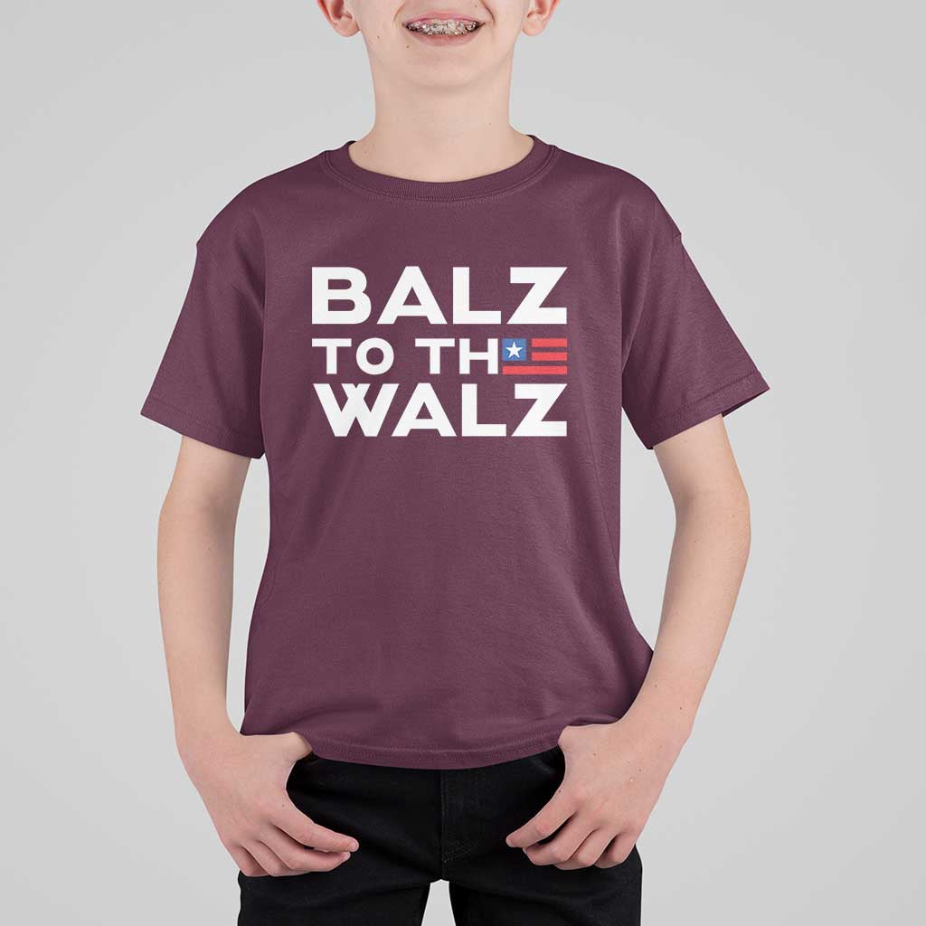 Funny Harris Walz Supporter T Shirt For Kid Balz To The Walz American Flag - Wonder Print Shop
