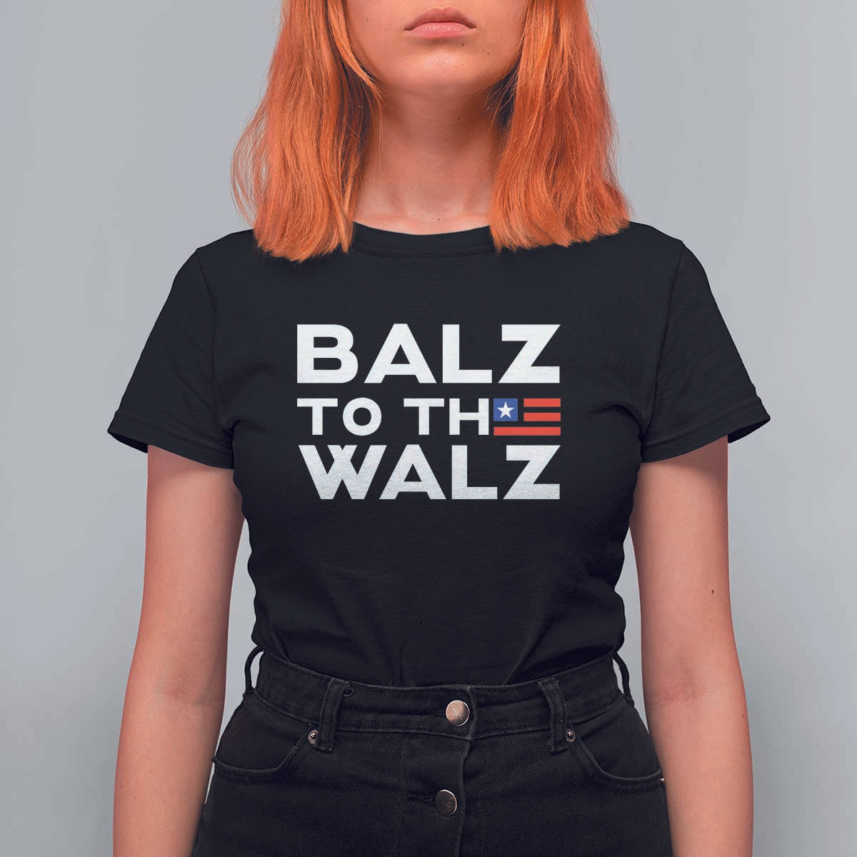 Funny Harris Walz Supporter T Shirt For Women Balz To The Walz American Flag - Wonder Print Shop