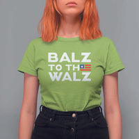 Funny Harris Walz Supporter T Shirt For Women Balz To The Walz American Flag - Wonder Print Shop