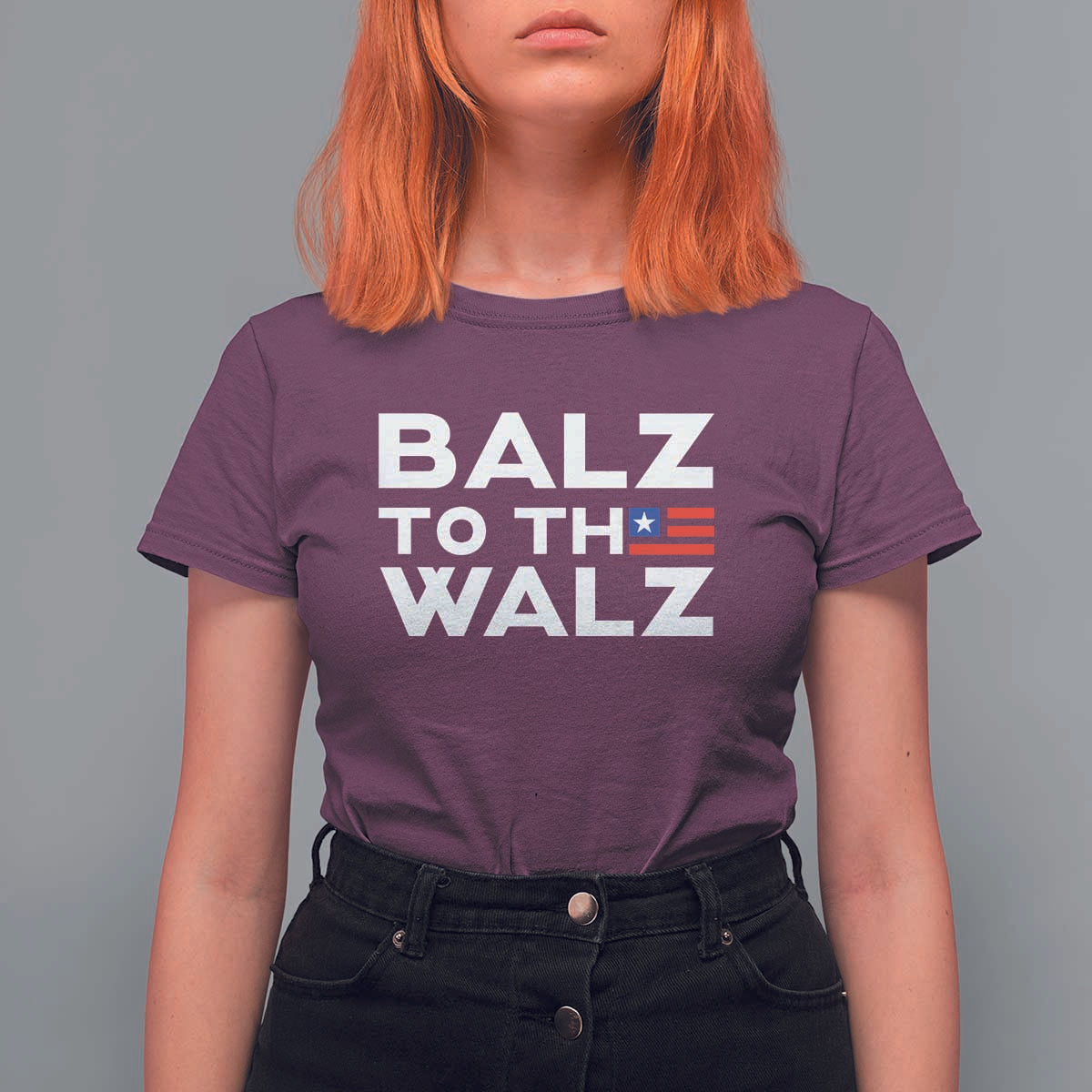 Funny Harris Walz Supporter T Shirt For Women Balz To The Walz American Flag - Wonder Print Shop