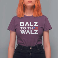 Funny Harris Walz Supporter T Shirt For Women Balz To The Walz American Flag - Wonder Print Shop