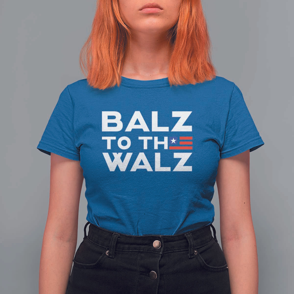 Funny Harris Walz Supporter T Shirt For Women Balz To The Walz American Flag - Wonder Print Shop