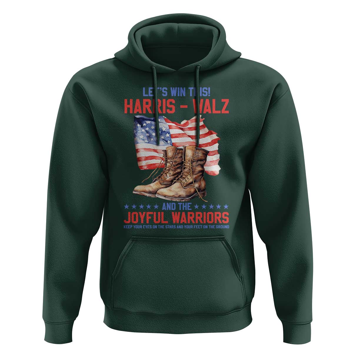 Harris Walz Hoodie Let's Win This And The Joyful Warriors American Flag - Wonder Print Shop