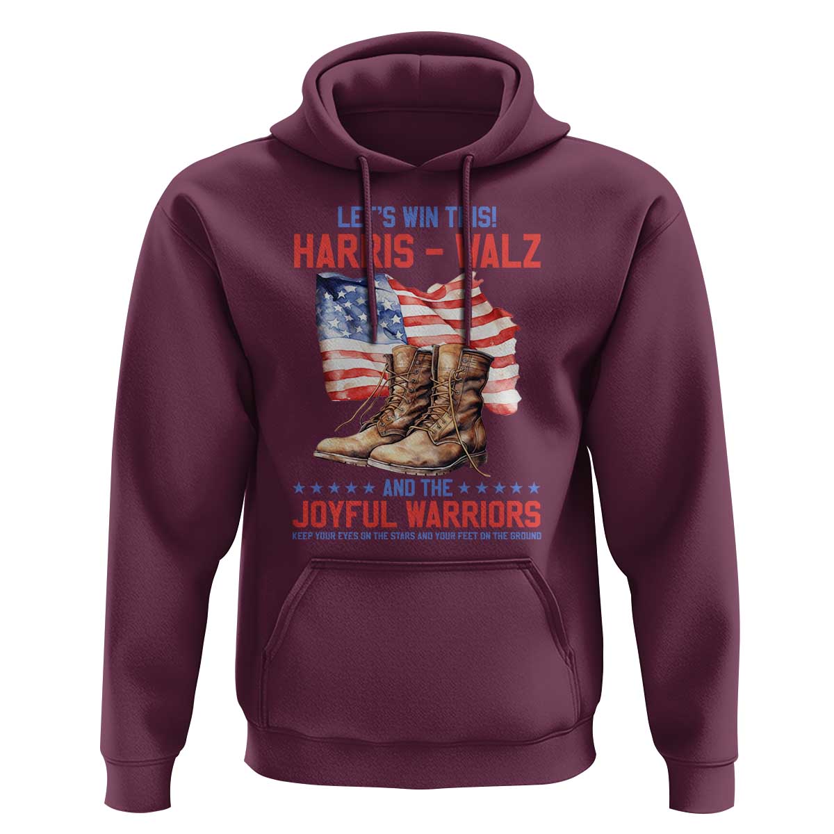 Harris Walz Hoodie Let's Win This And The Joyful Warriors American Flag - Wonder Print Shop