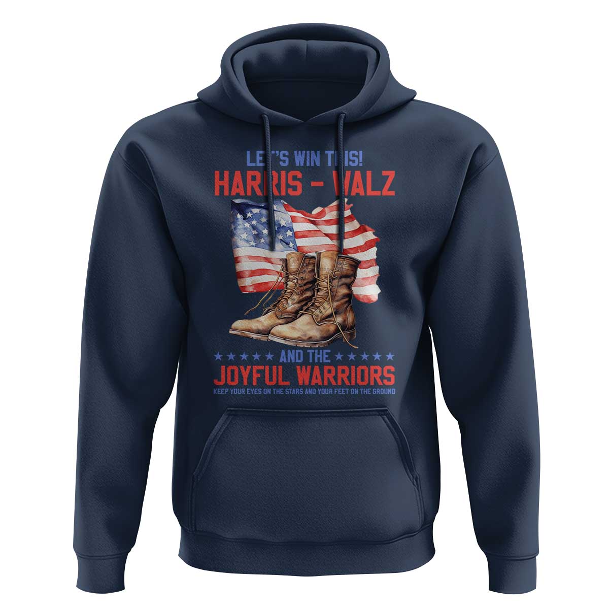 Harris Walz Hoodie Let's Win This And The Joyful Warriors American Flag - Wonder Print Shop