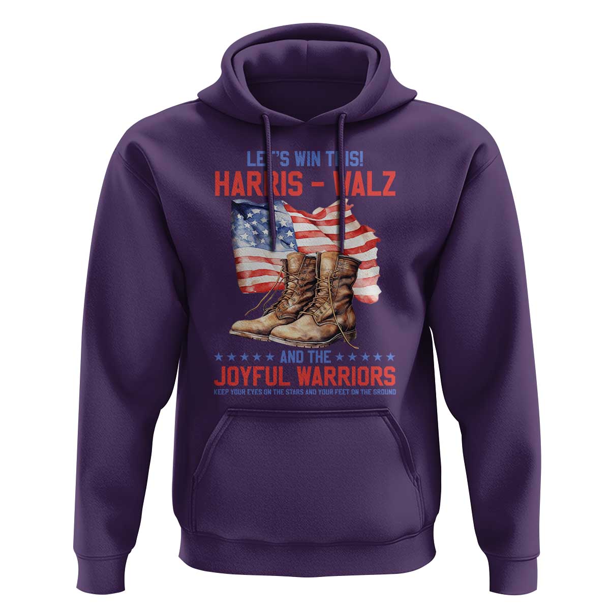 Harris Walz Hoodie Let's Win This And The Joyful Warriors American Flag - Wonder Print Shop