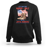Harris Walz Sweatshirt Let's Win This And The Joyful Warriors American Flag - Wonder Print Shop