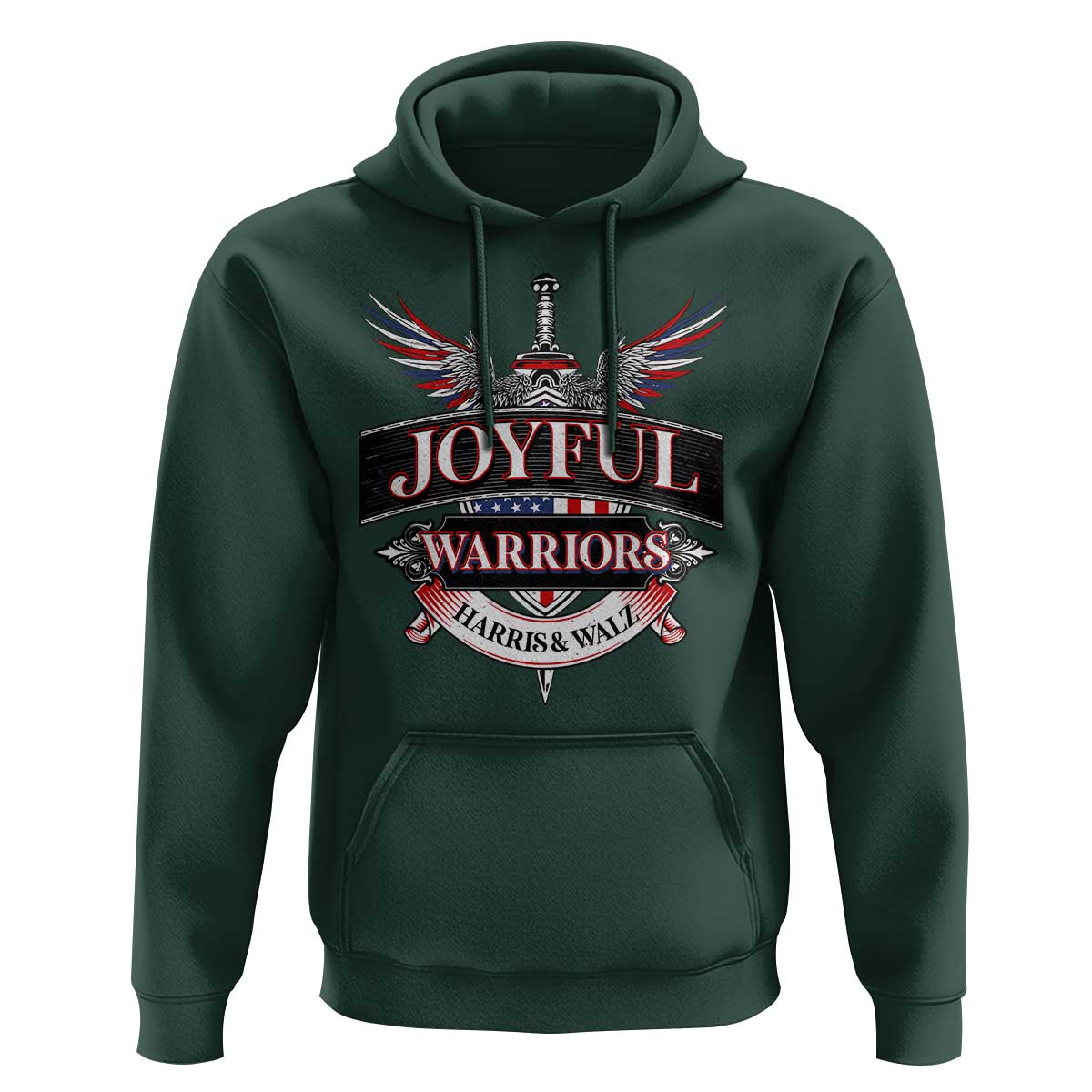 Harris Walz Hoodie Joyful Warriors Vintage Sword American Flag - Wonder Print Shop