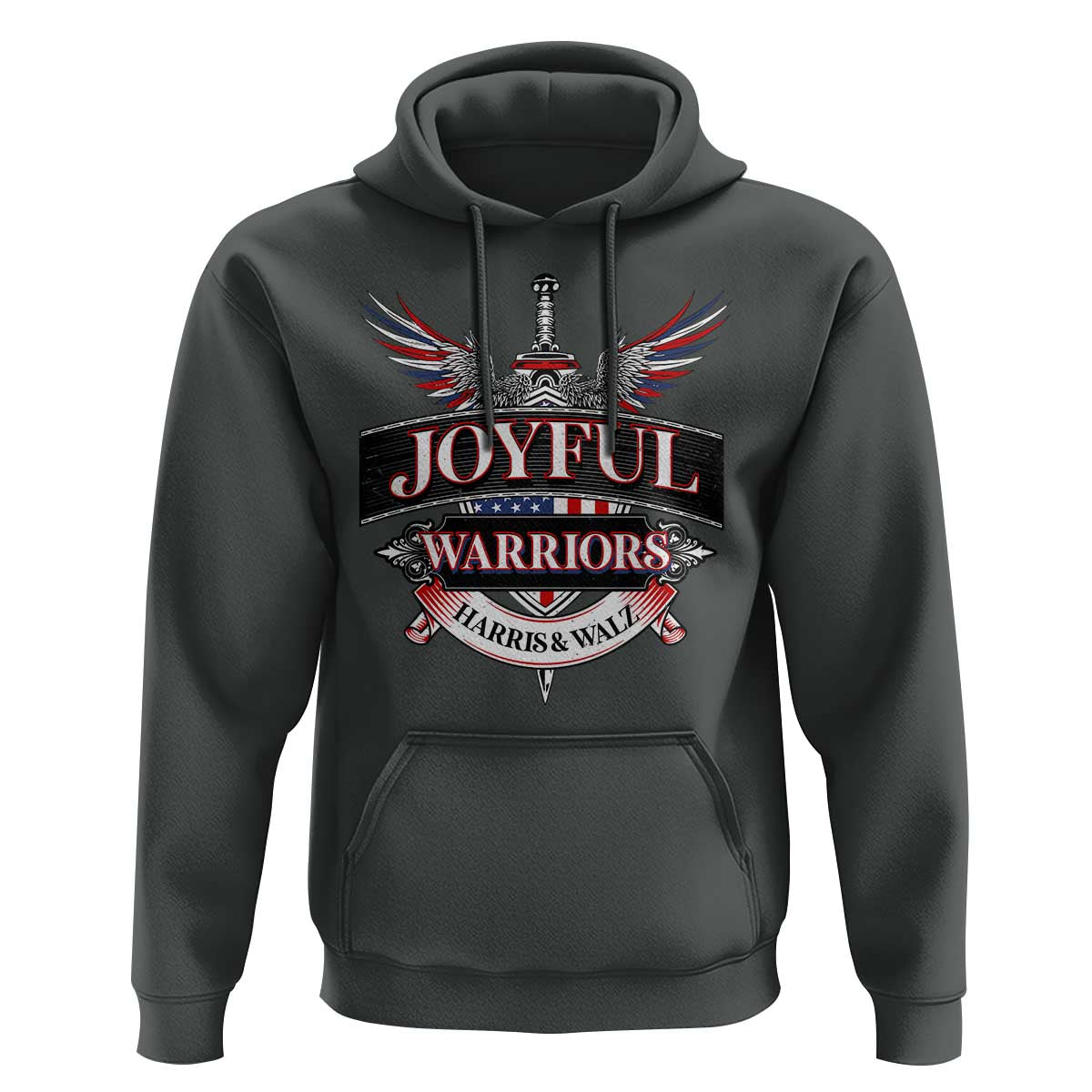 Harris Walz Hoodie Joyful Warriors Vintage Sword American Flag - Wonder Print Shop