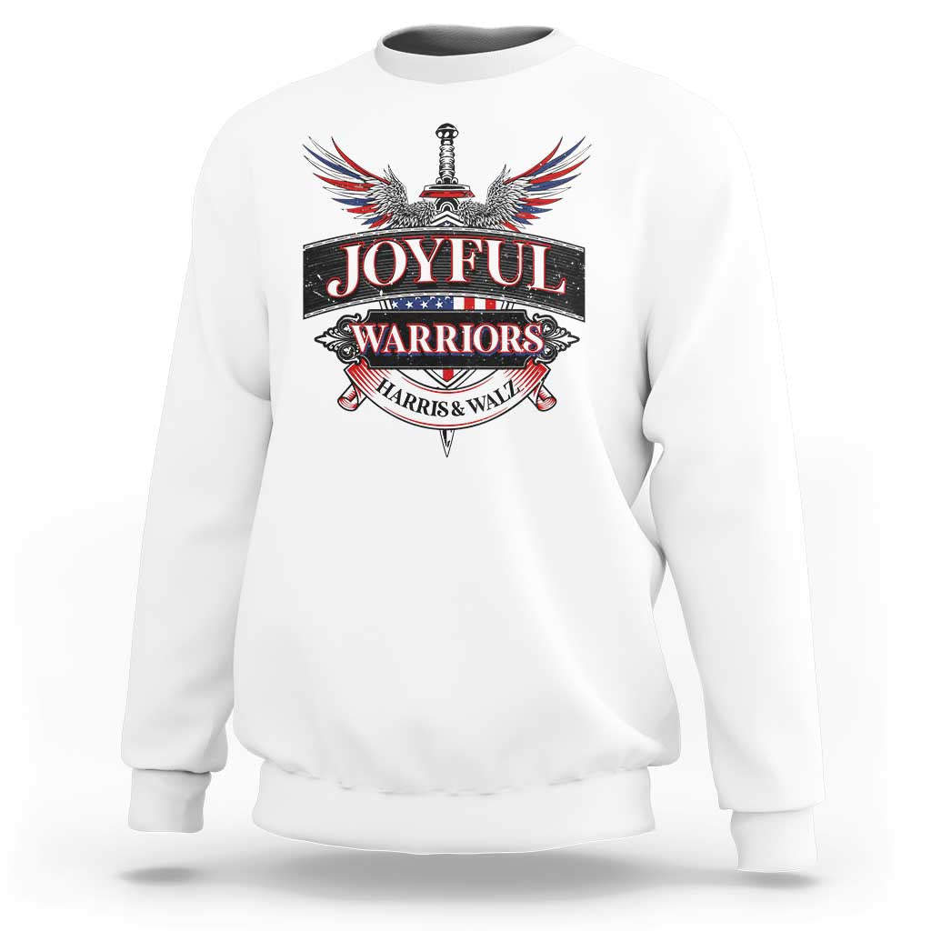 Harris Walz Sweatshirt Joyful Warriors Vintage Sword American Flag - Wonder Print Shop
