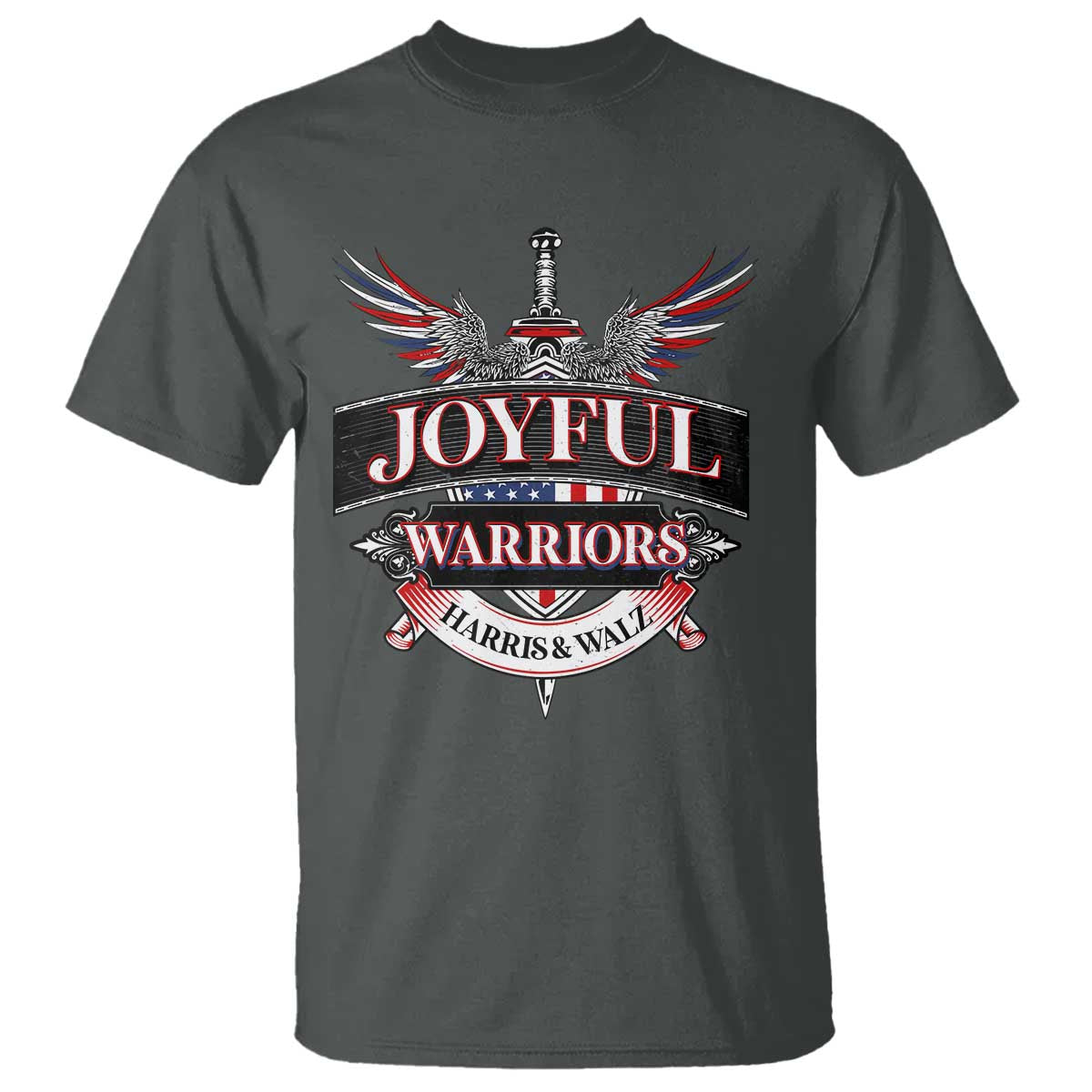 Harris Walz T Shirt Joyful Warriors Vintage Sword American Flag - Wonder Print Shop