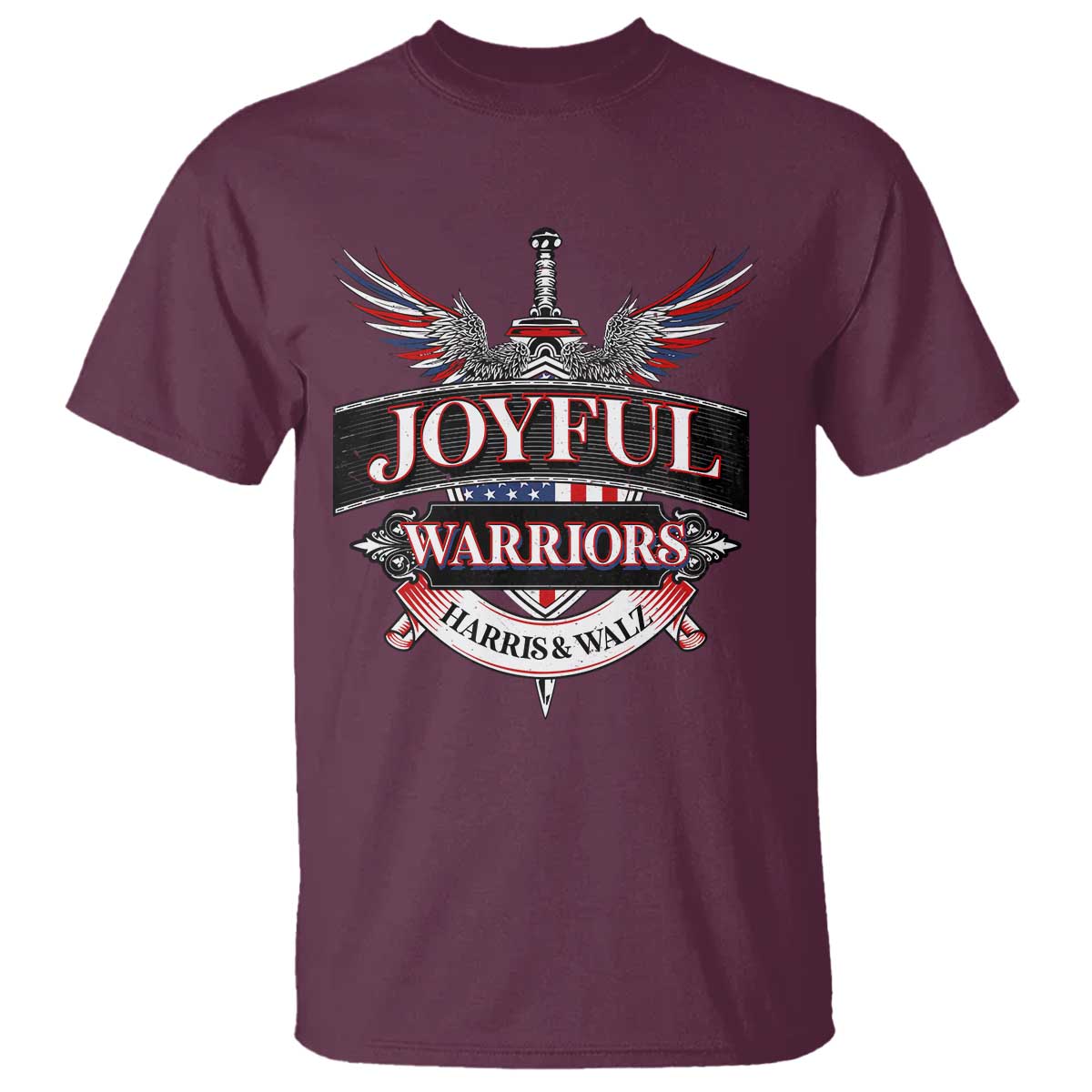 Harris Walz T Shirt Joyful Warriors Vintage Sword American Flag - Wonder Print Shop