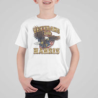 Veterans For Harris 2024 T Shirt For Kid Military Vintage Eagle Gun American Flag - Wonder Print Shop