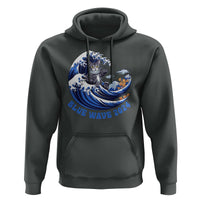 Funny Blue Wave 2024 Hoodie Vote Blue Presidential Elections Cat Tsunami Flowers - Wonder Print Shop