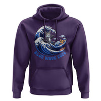 Funny Blue Wave 2024 Hoodie Vote Blue Presidential Elections Cat Tsunami Flowers - Wonder Print Shop