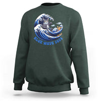 Funny Blue Wave 2024 Sweatshirt Vote Blue Presidential Elections Cat Tsunami Flowers - Wonder Print Shop