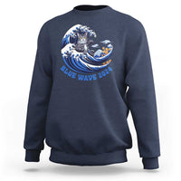 Funny Blue Wave 2024 Sweatshirt Vote Blue Presidential Elections Cat Tsunami Flowers - Wonder Print Shop