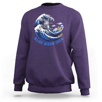 Funny Blue Wave 2024 Sweatshirt Vote Blue Presidential Elections Cat Tsunami Flowers - Wonder Print Shop