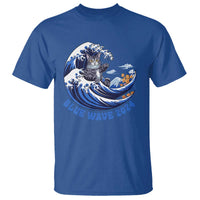 Funny Blue Wave 2024 T Shirt Vote Blue Presidential Elections Cat Tsunami Flowers - Wonder Print Shop