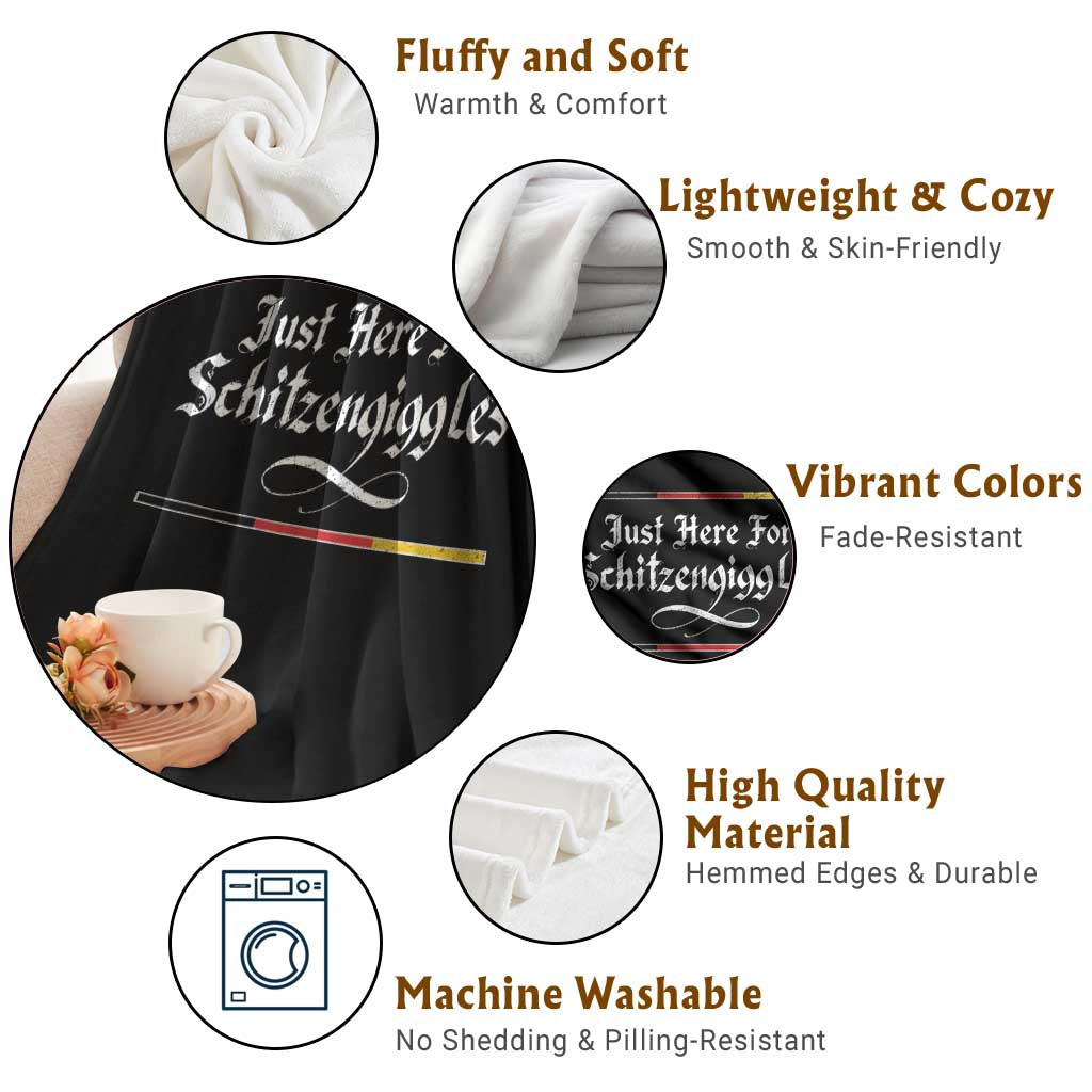 Just Here For Schitzengiggles Funny Oktoberfest Throw Blanket German Beer Festival Humor