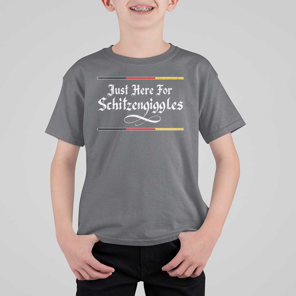 Just Here For Schitzengiggles Funny Oktoberfest T Shirt For Kid German Beer Festival Humor