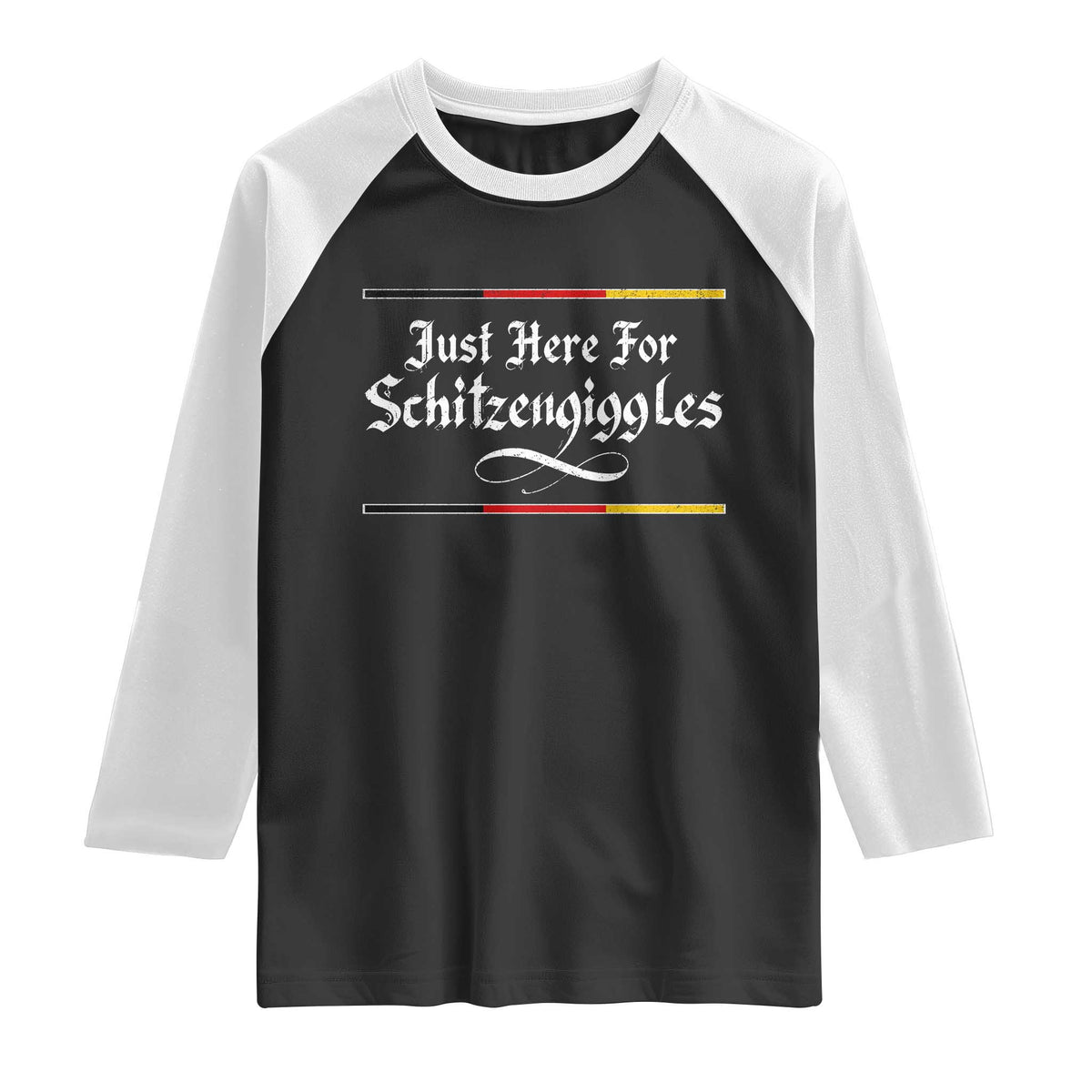 Just Here For Schitzengiggles Funny Oktoberfest Raglan Shirt German Beer Festival Humor
